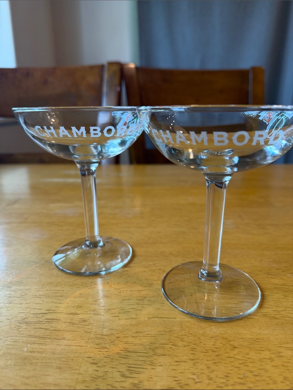 Branded Clear Coupe Glasses — Set of 2